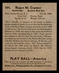 1939 PLAY BALL #101 DOC CRAMER RED SOX EX 558320 (KYCARDS)