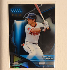 Topps 2026 Chrome Black Blue Refractor Steven Kwan Guardians /150 #67