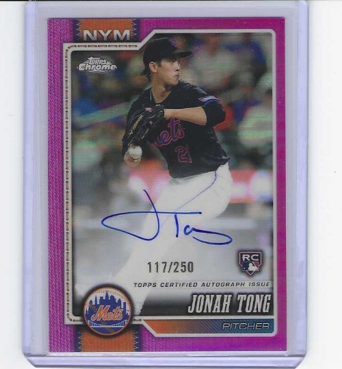 2026 Topps Chrome Jonah Tong Rookie Pink Refractor Auto 117/250