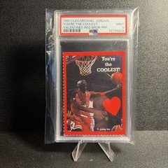 91 MICHAEL JORDAN Cleo VALENTINE Red YOU&rsquo;RE THE COOL PSA 9 – LOW POP (1 PSA 10)