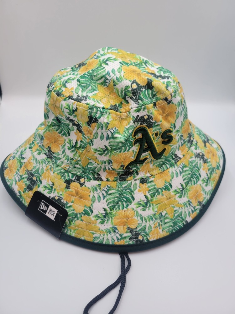 Oakland Athletics A&rsquo;s New Era Tropical Floral Bucket Hat NWT MLB Adult