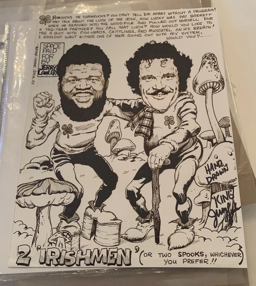 1970s Memphis Wrestling Program Original Artwork Jerry Lawler Hand Drawn Signed