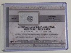 2024 Topps Inception MLB First Milestones Jordan Beck Patch Auto /25 RC RPA