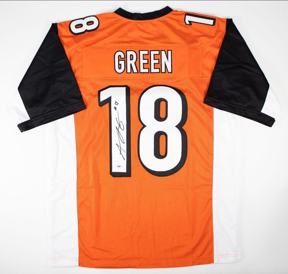 AJ Green Autographed Custom Black and Orange Jersey PSA