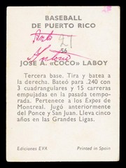 1972 Puerto Rican Winter League Sticker #56 Jose Laboy