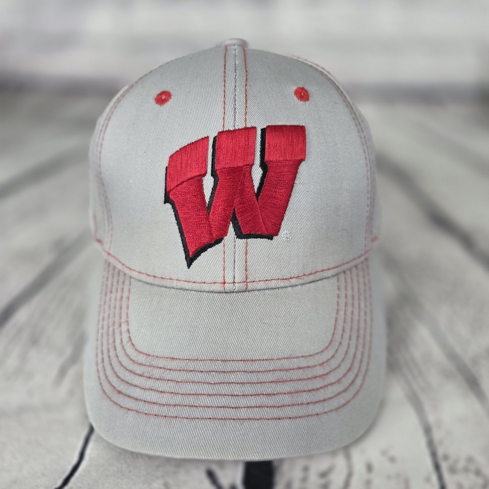 Wisconsin Badgers Captivating Headwear Gray Structured Adjustable Strap Hat Cap