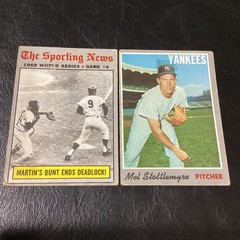 2x 1970 Topps Baseball NY Yankees Lot #100 Mell Stottlemyre 308 Billy Martin HOF