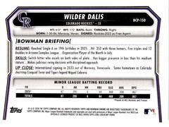 2026 Bowman Chrome Mojo Refractor 1st Bowman RC Wilder Dalis #BCP-150 Rockies