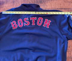 Boston Red Sox Mens M Blue Stitches Embroidered Logo MLB Team Varsity Button Up