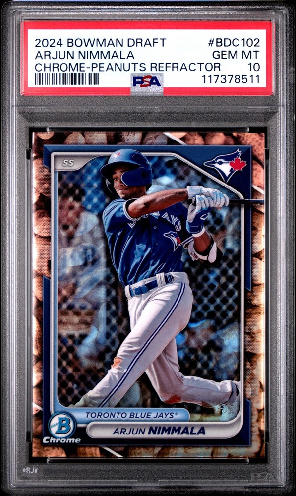 2024 BOWMAN DRAFT CHROME-PEANUTS REFRACTOR #BDC102 ARJUN NIMMALA PSA 10