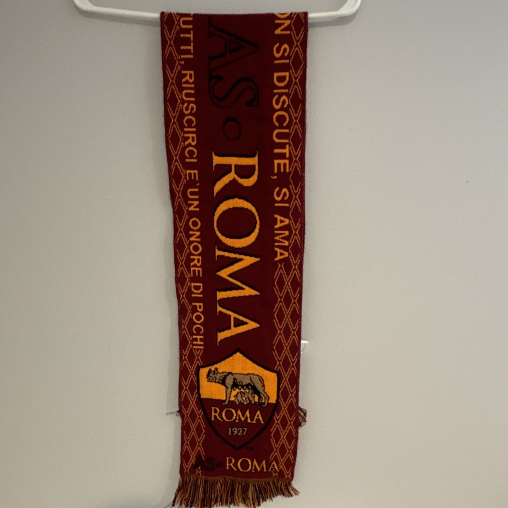 AS Roma Soccer Knit Fan Scarf – Burgundy Gold Officially Licensed Roma 1927