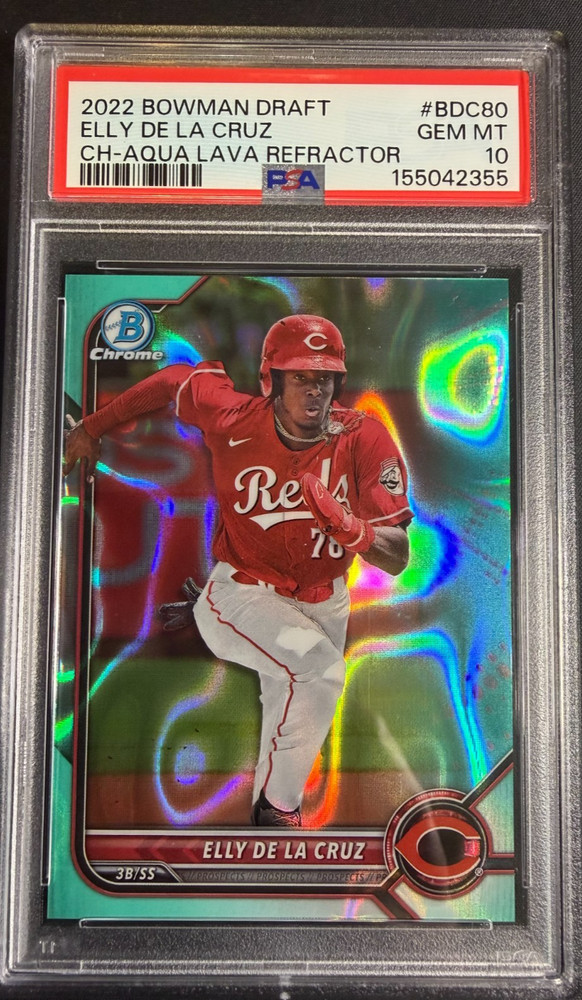 2022 Bowman Draft Chrome #BDC-80 Elly De La Cruz Aqua Lava Refractor /199 PSA 10