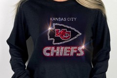 IRON ON TRANSFER Kansas City Chiefs Crystal Rhinestones 8×9 inches For Tshirt