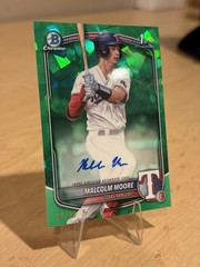 🔥⚾MALCOLM MOORE 2025 Bowman Chrome 1st Green Sapphire Auto SP /99 #RANGERS⚾🔥