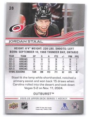 2025-26 Upper Deck #28 Jordan Staal Outburst Silver