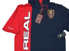 Mitchell & Ness Real Salt Lake MLS Short Sleeve Lightweight Split Neck Hoody NWT