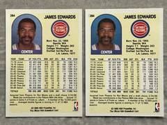 (2) 1989 Hoops JAMES EDWARDS « Black Line » Basketball Error & Corrected Cards 284