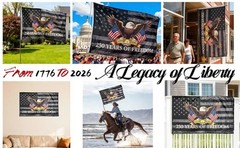 250 Years of Freedom American Flag 3×5 Ft,250th 36 inches by 60 inches, Black