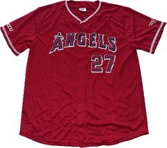 Los Angeles Angels #27 Mike Trout Red Button Up Jersey Mens XL New SGA 24” X 31”
