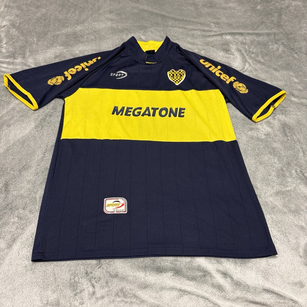 Sport Boca Juniors Soccer Jersey XL Navy Yellow Megatone Soccer Team Shirt