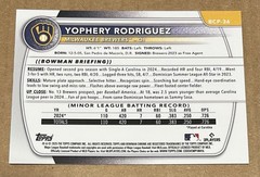 2025 Bowman Chrome 1st Yophery Rodriguez Purple Refractor #064/250 Brewers