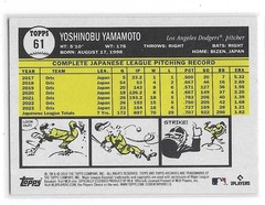 Yoshinobu Yamamoto RC 2024 Topps Archives #61 Los Angeles Dodgers Rookie