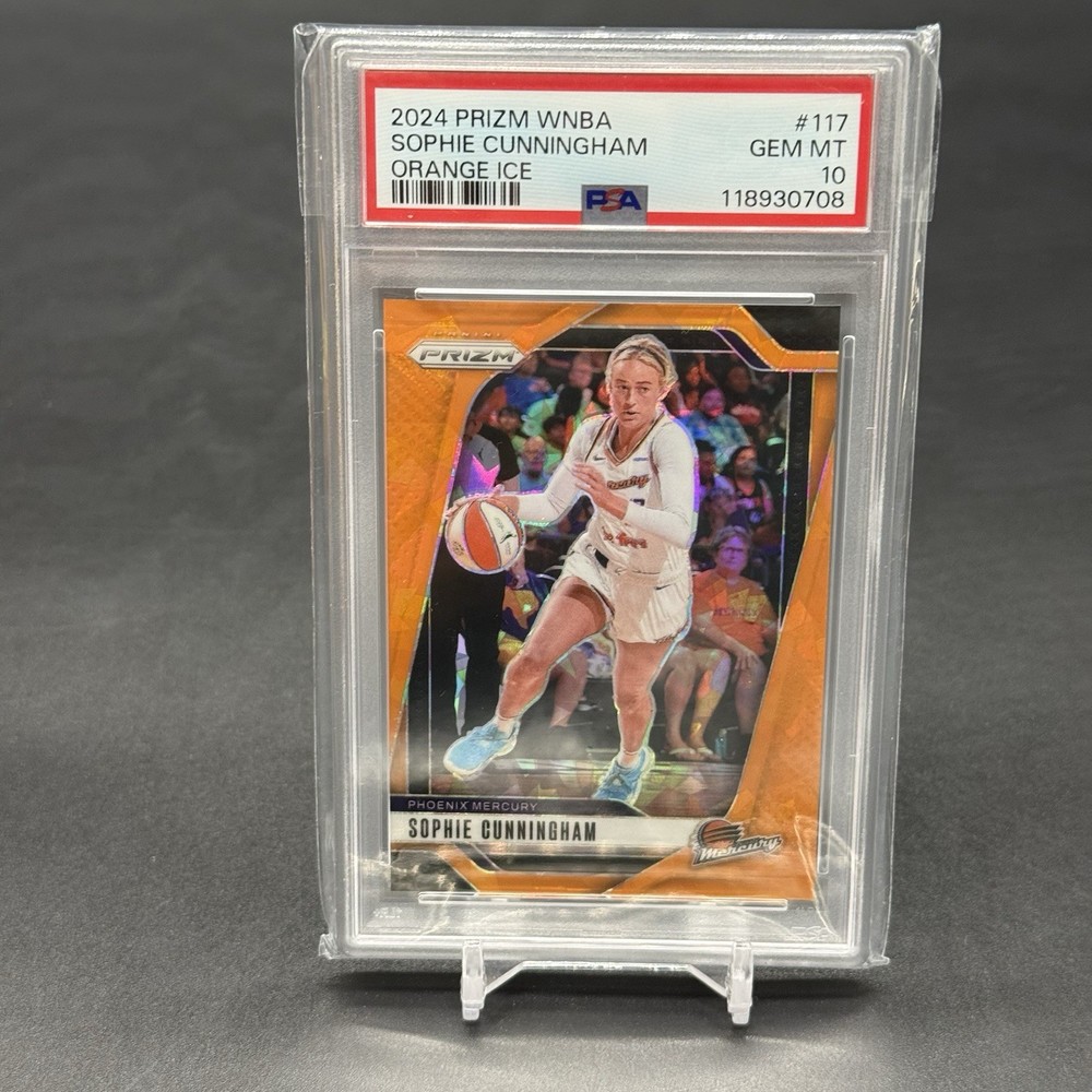 2024 Panini Prizm WNBA Sophie Cunningham Orange Cracked Ice Card #117 PSA 10