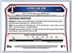SEONG-JUN KIM RANGERS RC 1st card 2026 BOWMAN PROSPECTS #BP-45