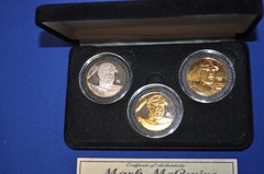 Mark McGwire Highland Mint .999 Fine Silver 24K Gold Baseball Coin set of 3 COA