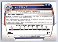 AJ EWING METS RC 1st card 2023 BOWMAN DRAFT #BD-152