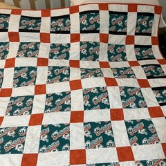 Miami Dolphins Custom Handmade Quilt Very Beautiful 6’x7’ Teal Orange