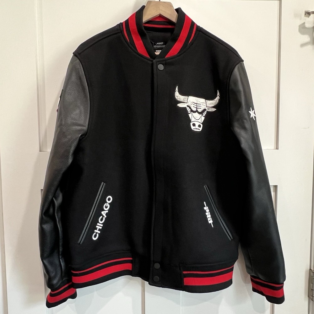 Chicago Bulls Men’s Medium Madhouse On Madison Varsity Jacket Rib Wool New Black