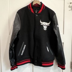 Chicago Bulls Men’s Medium Madhouse On Madison Varsity Jacket Rib Wool New Black