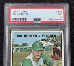 1967 JIM CATFISH HUNTER Topps Baseball Card-HOF-KANSAS CITY ATHLETICS-PSA