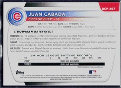 2025 Bowman Chrome #BCP-207 Juan Cabada Prospects Fuchsia Shimmer #/199