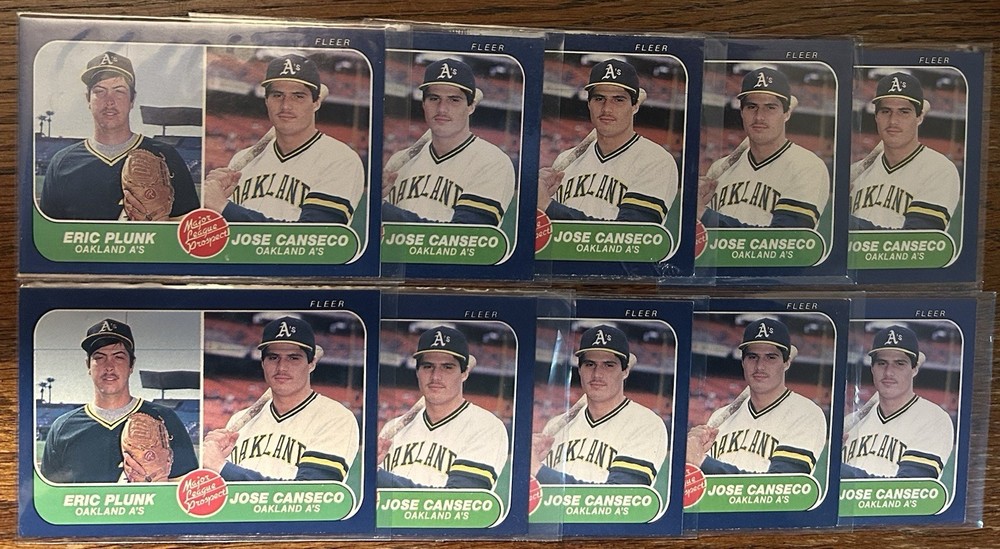 (10) 1986 Fleer #649 Jose Canseco Rookie Lot RARE 1986 Roy 1988 AL MVP 1407 RBIs