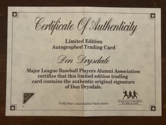 1993 Signed Don Drysdale Mail In Nabisco/MLB Players Assoc Card HOF Dodger MINT!