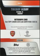 2025-26 Topps Chrome UEFA Thierry Henry #CLA-TH Gold Lava Auto Arsenal /50