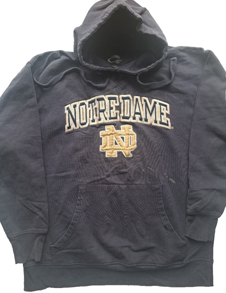 Vintage Unisex Cadre Notre Dame Hooded Sweatshirt Dark Gray Size Large