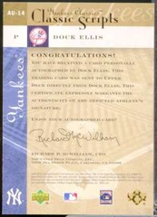 Dock Ellis Card 2004 UD Upper Deck Yankees Classics Scripts Autograph #14
