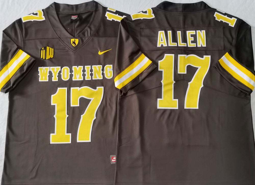 (Duty-Free ) Men&rsquo;s Josh Allen #17 Wyoming Cowboys Stitched Jersey White/Brown