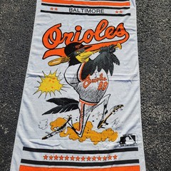 Vintage 1989 Baltimore Orioles MLB Beach Towel Cartoon By Jack Davis 60×30 EUC