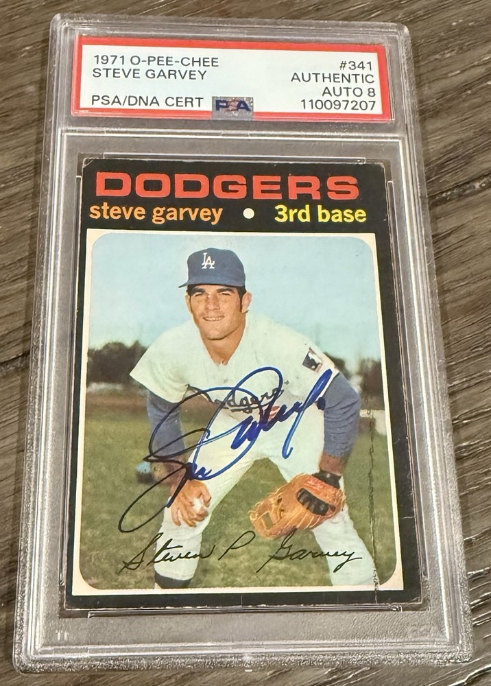 Steve Garvey Dodgers 1971 OPEECHEE OPC RC Rookie Signed PSA Authentic 8 Auto