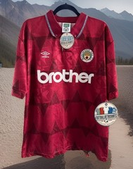 Manchester City 1990-92 Away Shirt – Large – Retro Score Draw – 9 Niall Quinn