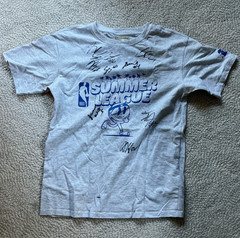 NBA Summer League Autographed Gray Shirt w/ Blue Logo Basketball