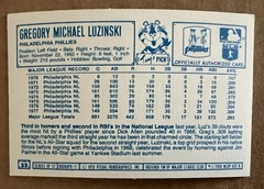 GREG LUZINSKI 1978 KELLOGG’S BASEBALL CARD NM # 33 PHILADELPHIA PHILLIES