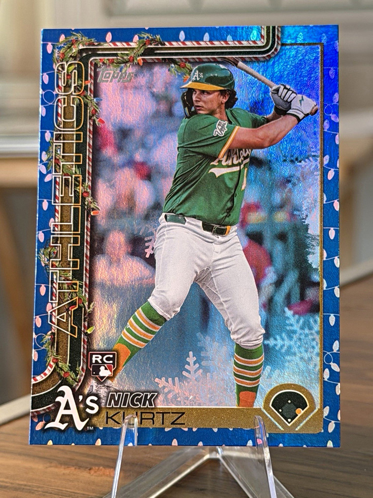 2025 Topps Holiday Nick Kurtz Rookie Oakland Athletics Blue Lights #H40 RC