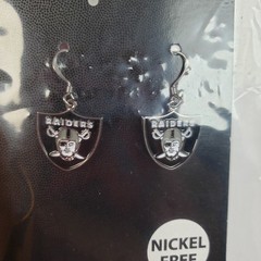 NFL Las Vegas Raiders Womens Black Silver Nickel Free Jewelry Earrings