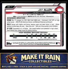 Jay Allen 1st 2021 Bowman Draft Chrome Refractor #BDC-11 Cincinnati Reds