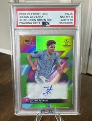2023-24 Topps Finest UCC Julian Alvarez Auto #A-JA Neon Green Refractor /99 PSA